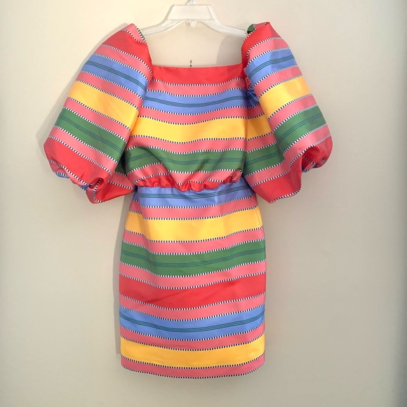 Antonio Melani The Nat Note -multicolor striped mini dress with puff sleeves 2 - Picture 2 of 15